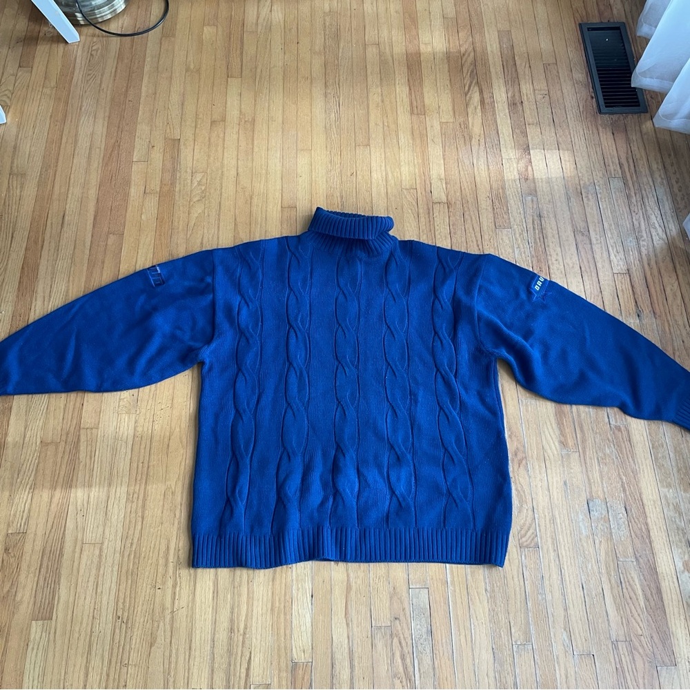 Vintage Blue Davuocci Turtleneck Sweater for Men